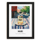 Soju – Korean Urban Café Scene, Korean Beverage Illustration, in sleek black frame