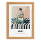 Soju – on Striped Tablecloth, Korean Spirit Painting, set in oak frame