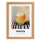 Somaek – on Striped Tablecloth, Korean Cocktail Wall Decor, set in oak frame