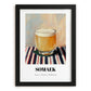 Somaek – on Striped Tablecloth, Korean Cocktail Wall Decor, in sleek black frame