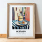 Schnaps – Austrian Outdoor Café Scene, Austrian Spirit Painting, in wooden frame leaning on the floor