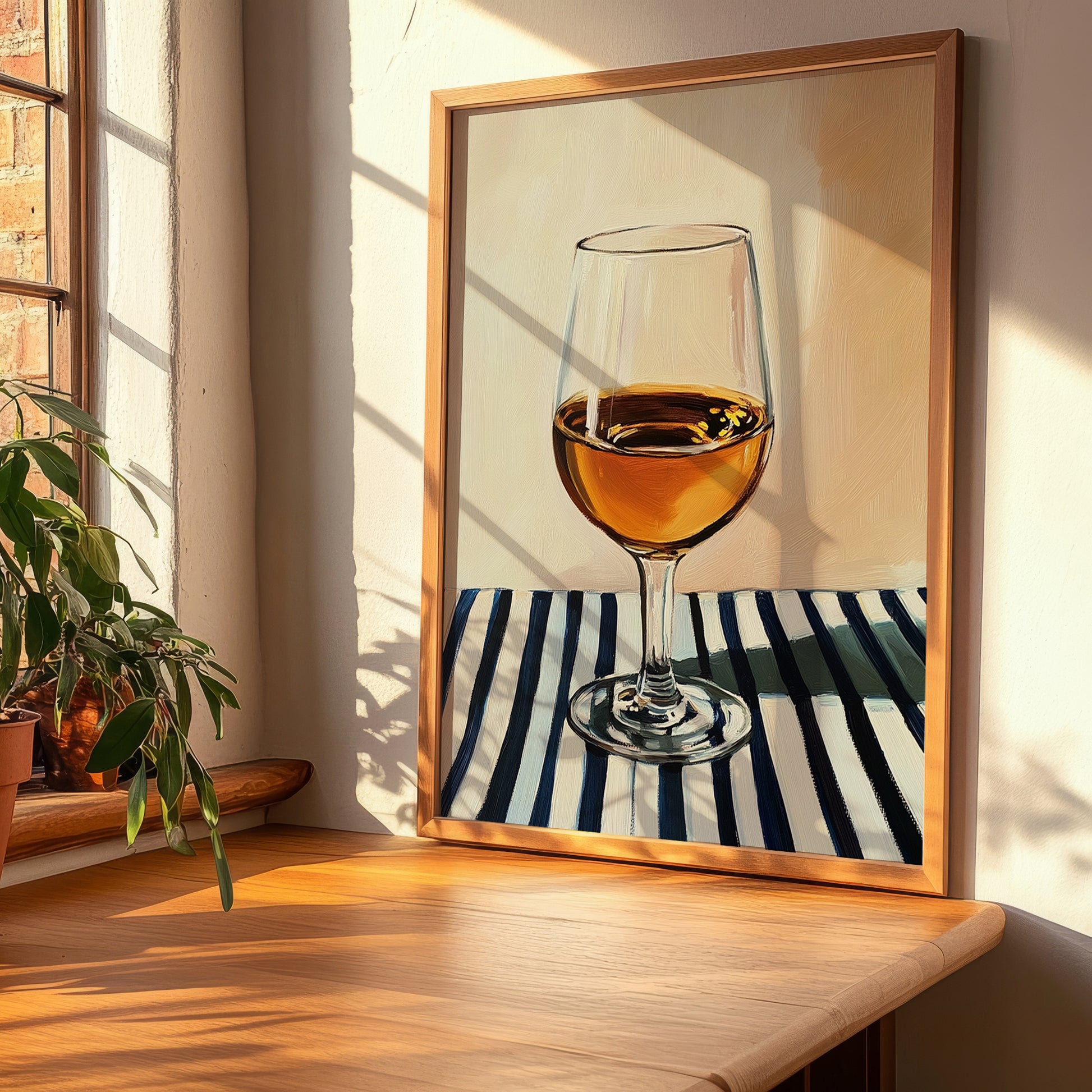 Tokaji Aszú – on Striped Tablecloth, Hungarian Spirit Illustration, clean layout with no caption