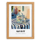 Akvavit – Danish Outdoor Café Scene, Danish Spirit Illustration, set in oak frame