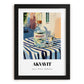 Akvavit – Danish Outdoor Café Scene, Danish Spirit Illustration, in sleek black frame