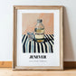 Jenever – on Striped Tablecloth, Dutch Beer Wall Decor, in wooden frame leaning on the floor