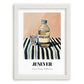 Jenever – on Striped Tablecloth, Dutch Beer Wall Decor, placed in minimal white frame