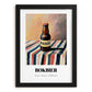Bokbier – on Striped Tablecloth, Dutch Beer Painting, in sleek black frame
