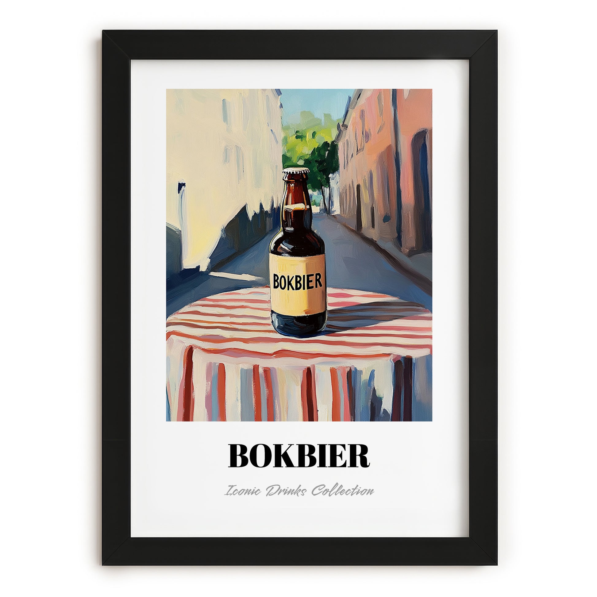 Bokbier – Dutch Street Café Scene, Dutch Beer Still Life, in sleek black frame