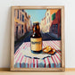 Trappist – Belgian Street Café Scene, Belgian Beer Poster, no-text version framed in wood