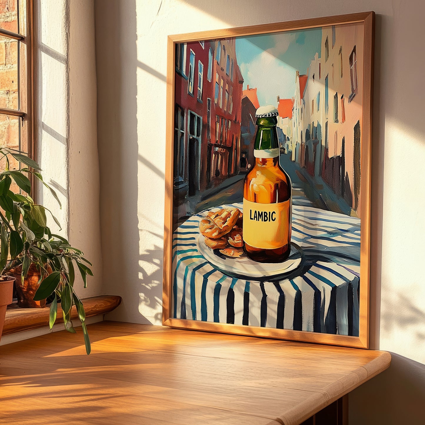 Lambic – Belgian Urban Café Scene, Belgian Coffee Print, clean layout with no caption