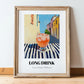 Long Drink – Finnish Urban Café Scene, Finnish Beverage Illustration, in wooden frame leaning on the floor