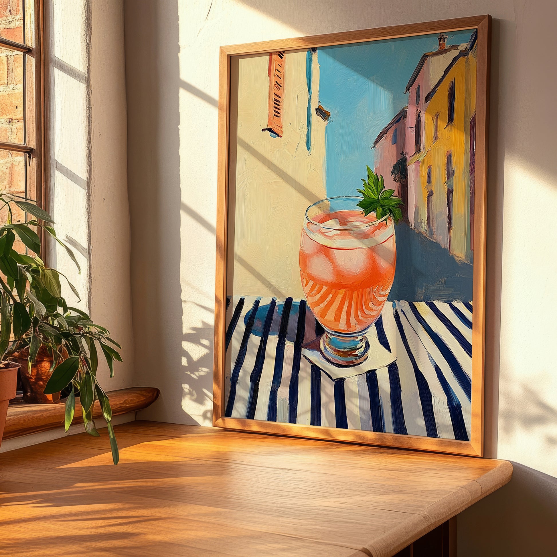 Long Drink – Finnish Urban Café Scene, Finnish Beverage Illustration, clean layout with no caption