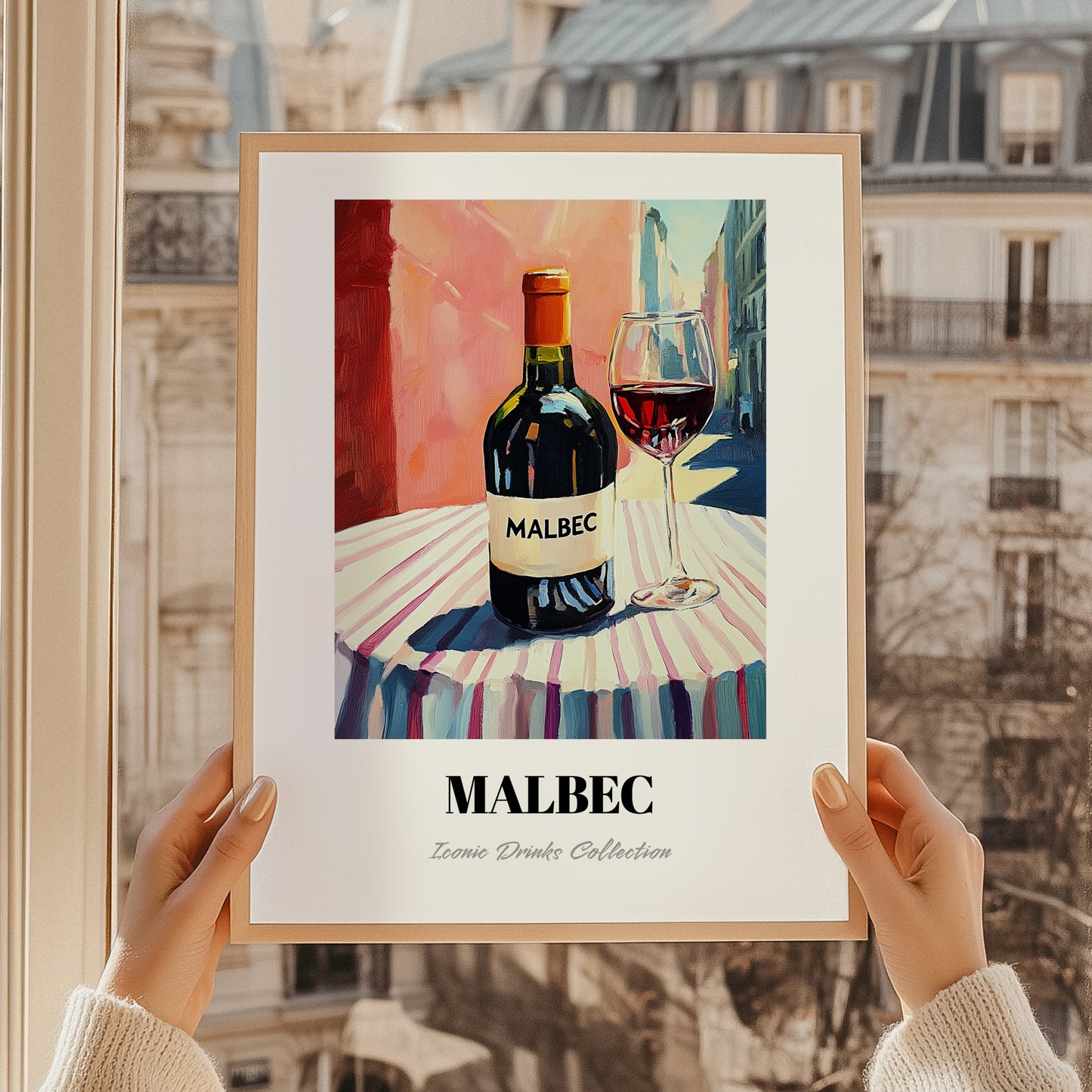 Malbec – Argentinian Street Café Scene, Argentinian Beverage Still Life, styled in a charming Paris street view