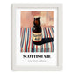 Scottish Ale – on Striped Tablecloth, Scottish Beer Illustration, placed in minimal white frame