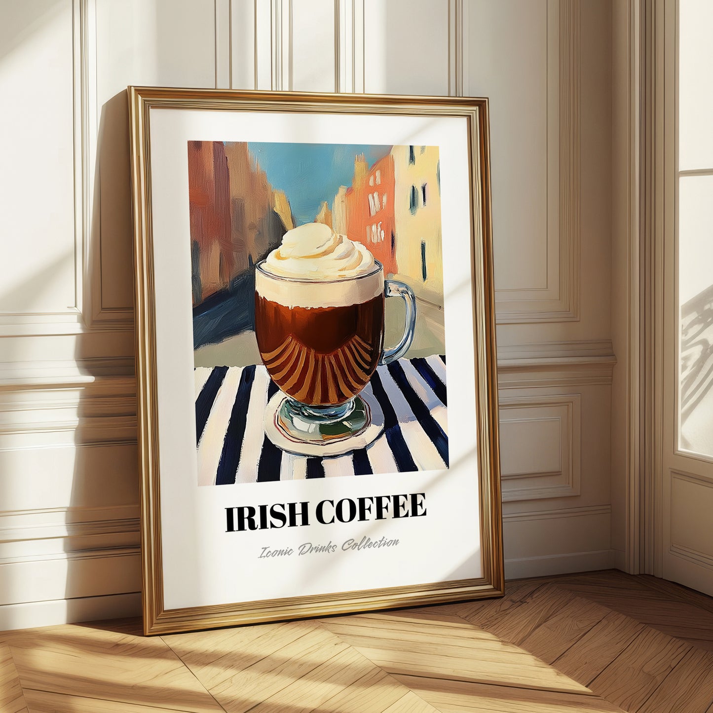 Irish Coffee – Irish Outdoor Café Scene, Irish Beverage Painting