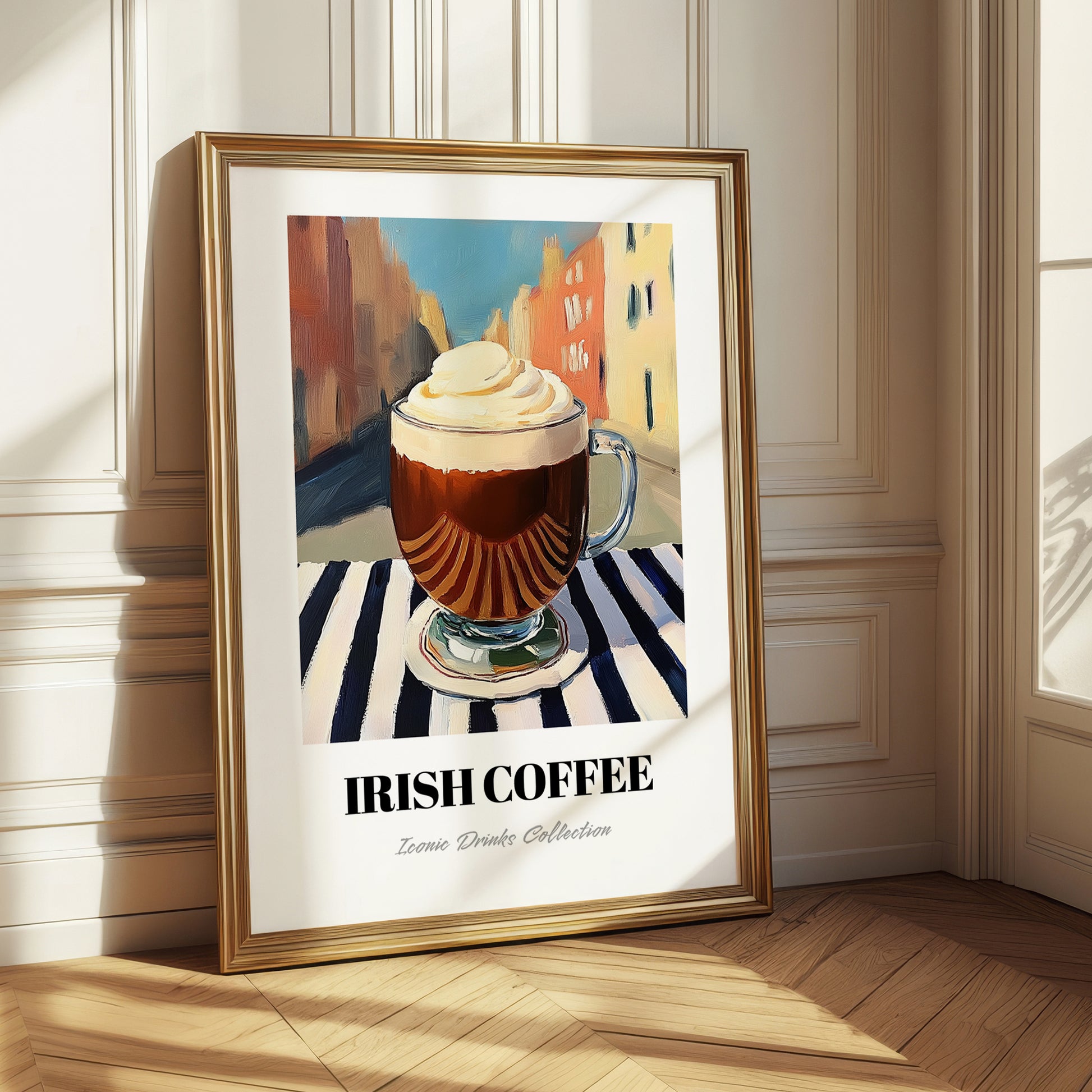 Irish Coffee – Irish Outdoor Café Scene, Irish Beverage Painting