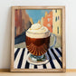 Irish Coffee – Irish Outdoor Café Scene, Irish Beverage Painting, no-text version framed in wood