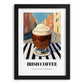 Irish Coffee – Irish Outdoor Café Scene, Irish Beverage Painting, in sleek black frame