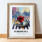 Turkish Tea – Türk Urban Café Scene, Türk Çayı Illustration, in wooden frame leaning on the floor