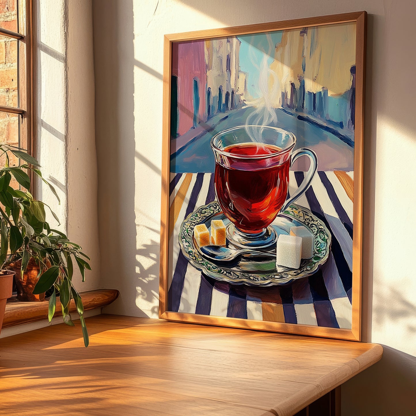 Turkish Tea – Türk Urban Café Scene, Türk Çayı Illustration, clean layout with no caption