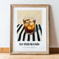 Es Teh Manis – on Striped Tablecloth, Indonesian Cocktail Print, in wooden frame leaning on the floor