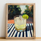 Gin And Tonic – English Outdoor Café Scene, English Spirit Wall Decor, no-text version framed in wood