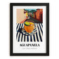 Aguapanela – Colombian Street Café Scene, Colombian Coffee Painting, in sleek black frame
