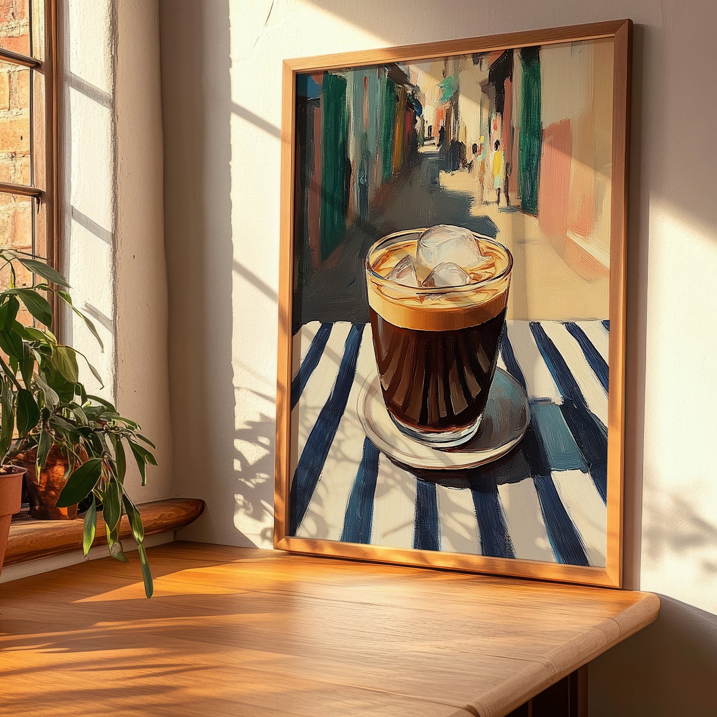 Cà Phê Sữa Đá – Vietnamese Street Café Scene, Vietnamese Coffee Painting, clean layout with no caption