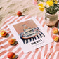 Boukha – on Striped Tablecloth, Tunisian Wine Still Life, unframed on coastal sand
