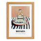 Boukha – on Striped Tablecloth, Tunisian Wine Still Life, set in oak frame