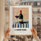 Carménère – on Striped Tablecloth, Chilean Beverage Painting, styled in a charming Paris street view