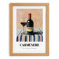 Carménère – on Striped Tablecloth, Chilean Beverage Painting, set in oak frame