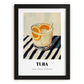 Tuba – on Striped Tablecloth, Philippine Wine Wall Decor, in sleek black frame