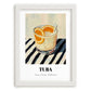 Tuba – on Striped Tablecloth, Philippine Wine Wall Decor, placed in minimal white frame