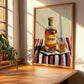 Krupnikas – on Striped Tablecloth, Lithuanian Beverage Painting, clean layout with no caption