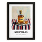 Krupnikas – on Striped Tablecloth, Lithuanian Beverage Painting, in sleek black frame