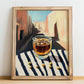 Jallab – Syrian Street Café Scene, Syrian Beverage Wall Decor, no-text version framed in wood