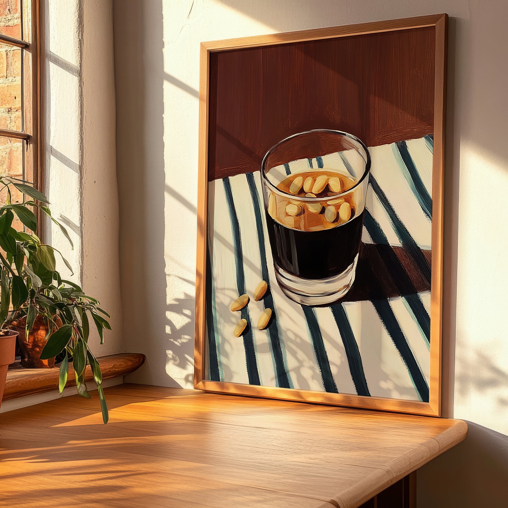 Jallab – on Striped Tablecloth, Syrian Coffee Wall Art, clean layout with no caption