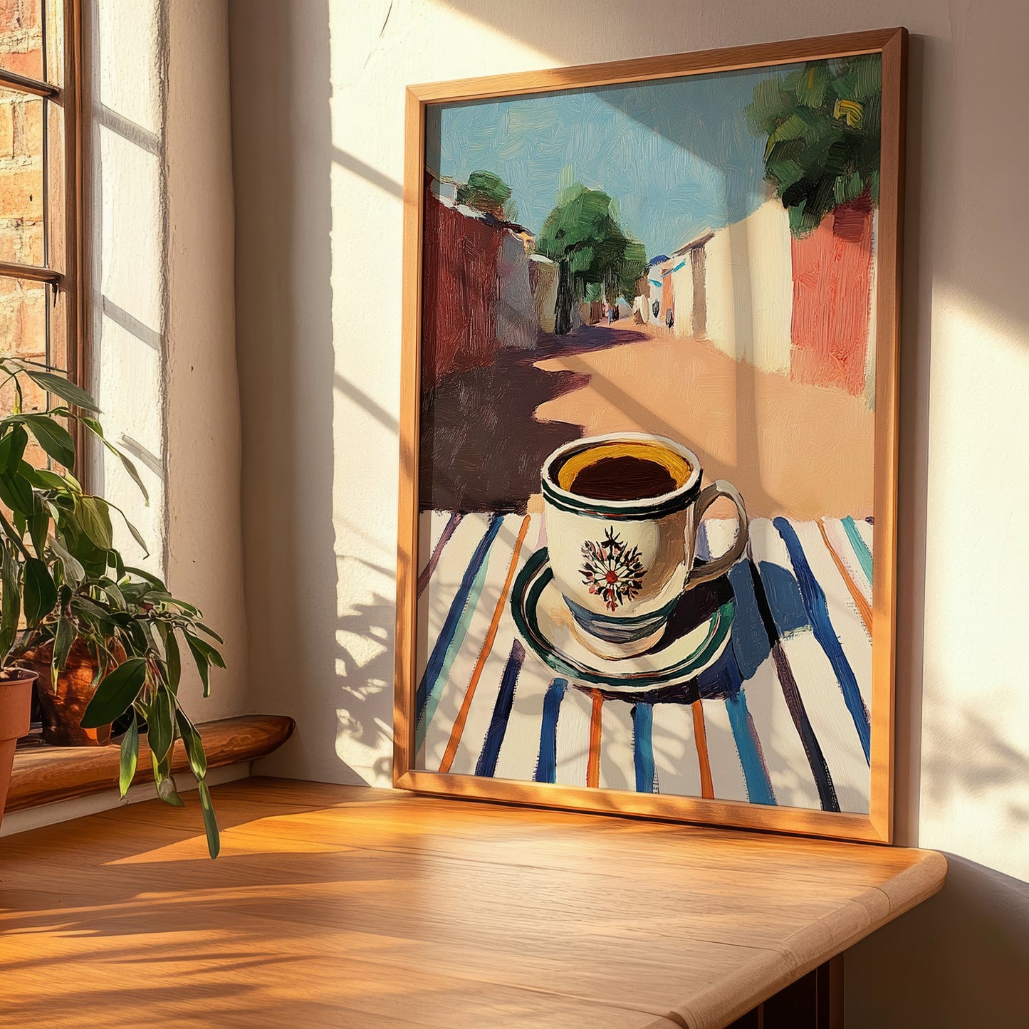 Buna – Ethiopian Outdoor Café Scene, Ethiopian Coffee Wall Decor, clean layout with no caption