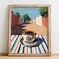 Buna – Ethiopian Outdoor Café Scene, Ethiopian Coffee Wall Decor, no-text version framed in wood