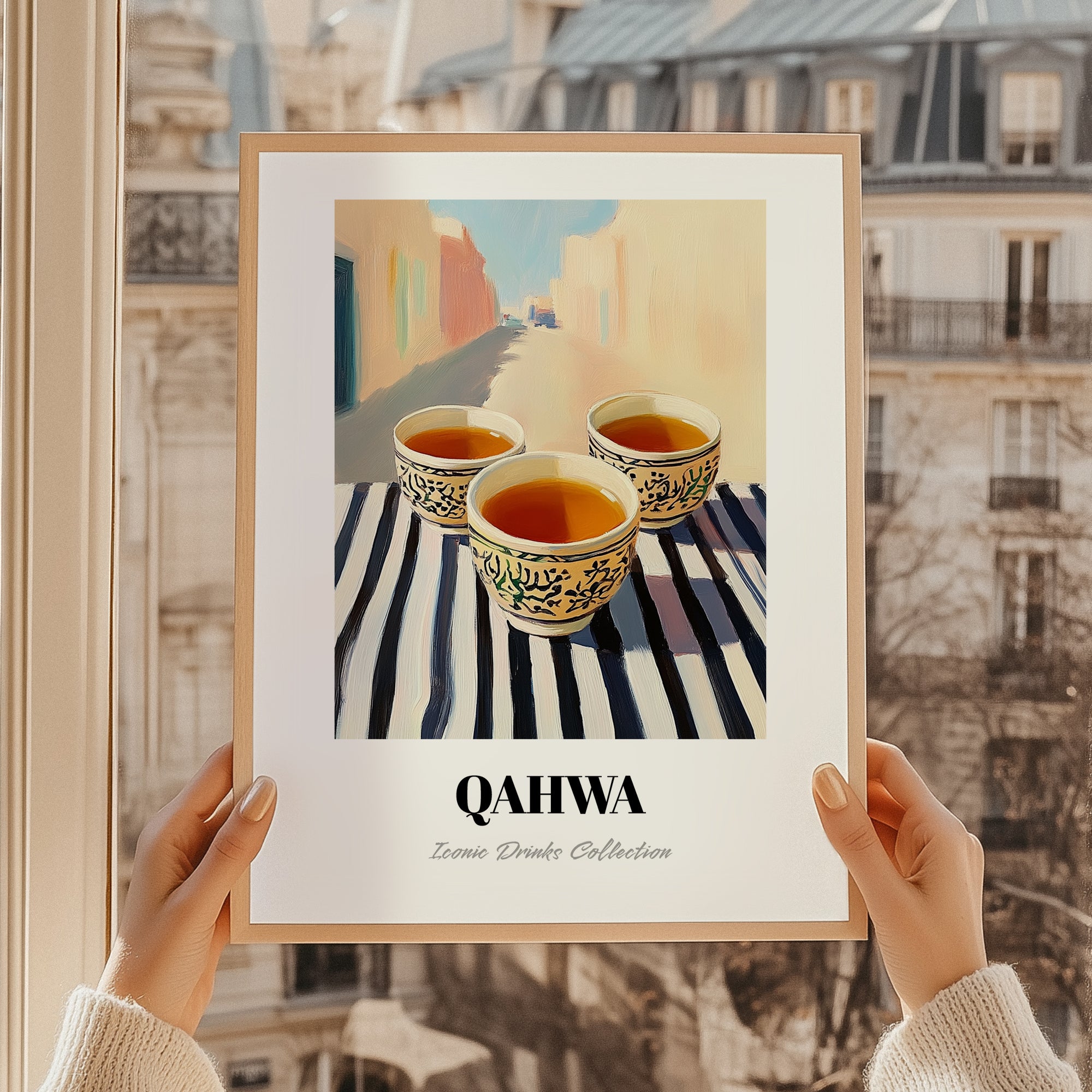 Qahwa – Saudi Café on the Corner, Saudi Coffee Still Life, styled in a charming Paris street view