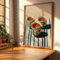 Qahwa – on Striped Tablecloth, Saudi Beverage Wall Decor, clean layout with no caption