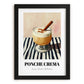 Ponche Crema – on Striped Tablecloth, Venezuelan Beverage Still Life, in sleek black frame