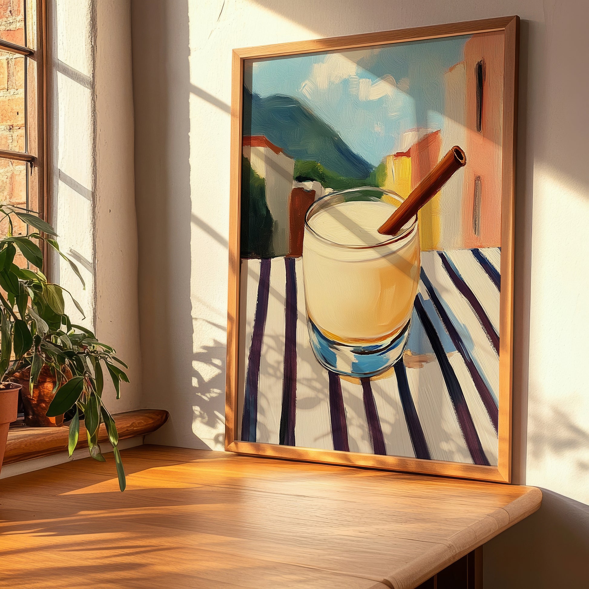 Ponche Crema – Venezuelan Outdoor Café Scene, Venezuelan Spirit Still Life, clean layout with no caption