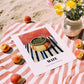 Maté – on Striped Tablecloth, Uruguayan Cocktail Painting, unframed on coastal sand