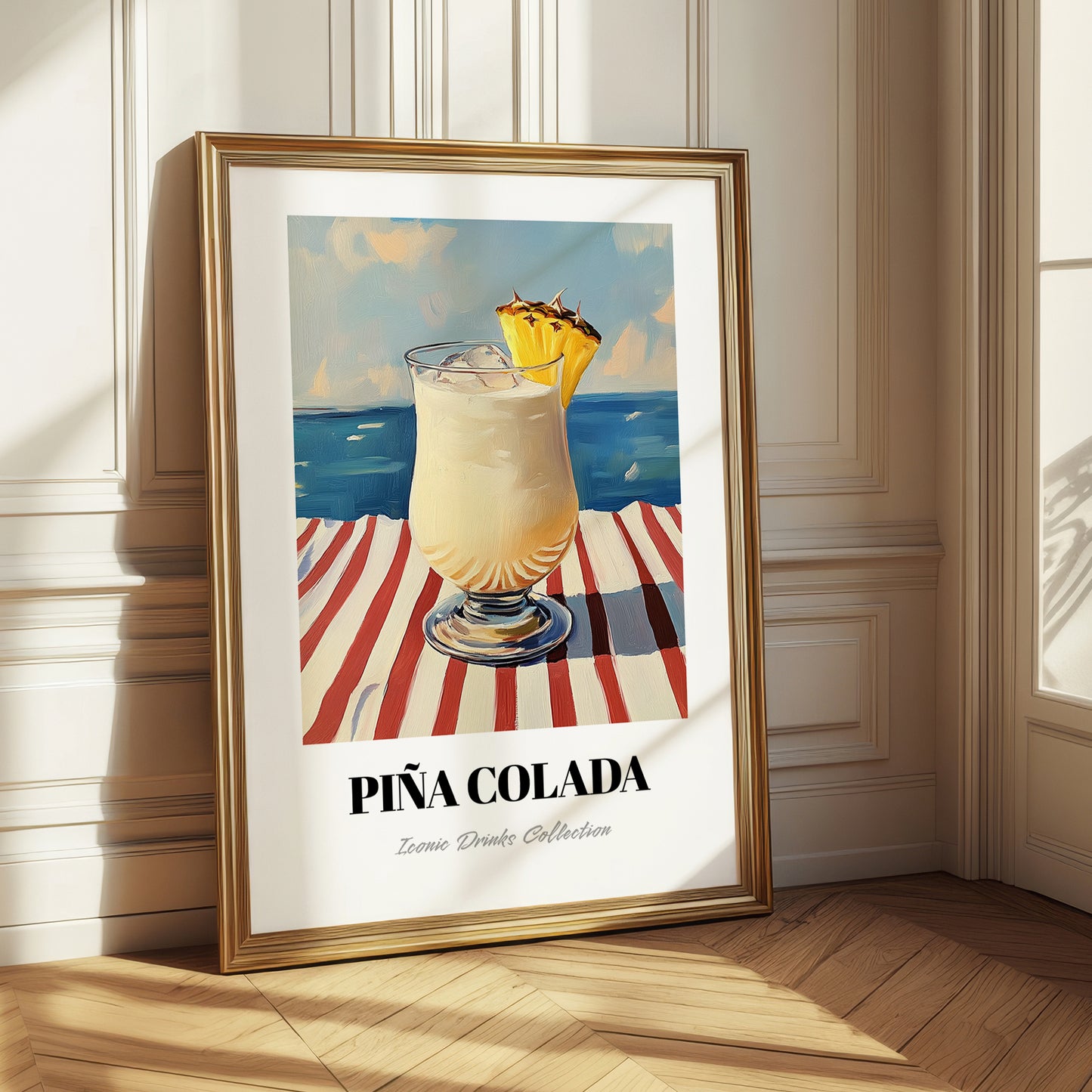 Piña Colada – Puerto Rican Coastal Café Moment, Puerto Rican Cocktail Poster