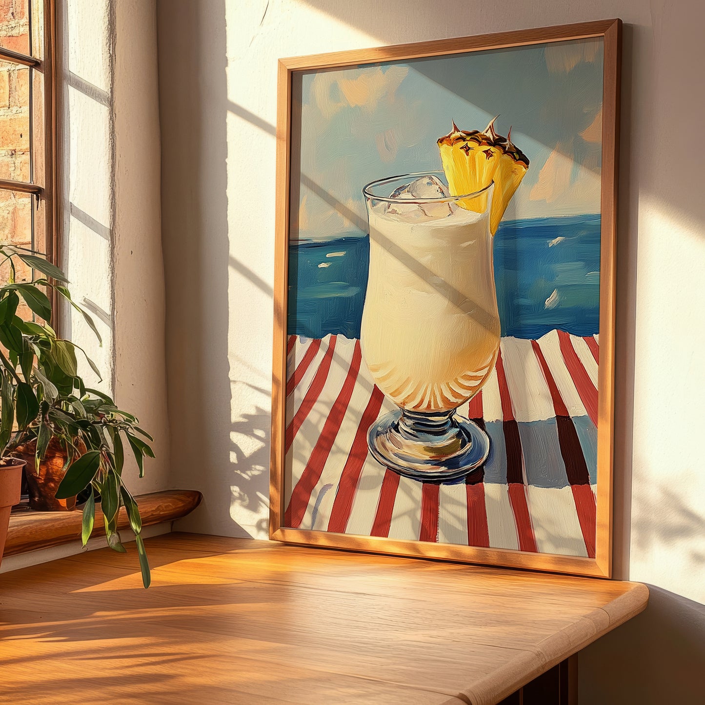 Piña Colada – Puerto Rican Coastal Café Moment, Puerto Rican Cocktail Poster, clean layout with no caption
