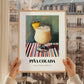 Piña Colada – on Striped Tablecloth, Puerto Rican Cocktail Wall Painting, styled in a charming Paris street view