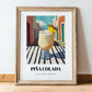 Piña Colada – Puerto Rican Urban Café Scene, Puerto Rican Spirit Wall Painting, in wooden frame leaning on the floor