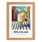 Piña Colada – Puerto Rican Urban Café Scene, Puerto Rican Spirit Wall Painting, set in oak frame
